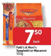 Fatti's & Moni's Spaghetti Or Macaroni-500G Each