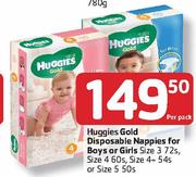 Huggies Gold Disposable Nappies For Boys Or Girls-Per Pack