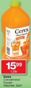 Ceres Concentrated Squash-1.75L Each