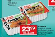 Rainbow Simply Chicken Crumbed Chicken Burgers/Nuggets-400gm Each