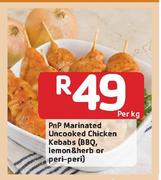 PnP Marinated Uncooled Chicken Kebabs(BBQ, Lemon & Herb Or Peri-Peri)-Per Kg