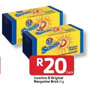 Sunshine D Original Margarine Brick-1kg Each
