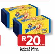 Sunshine D Original Margarine Brick-1kg Each