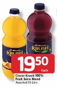 Clover Krush 100% Fruit Juice Blend Assorted-1.5L Each