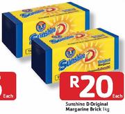 Sunshine D Original Margarine Brick-1kg Each