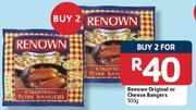 Renown Original Or Cheese Bangers-2x500g Each