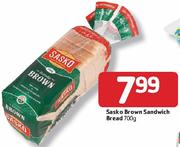 Sasko Brown Sandwich Bread-700g Each