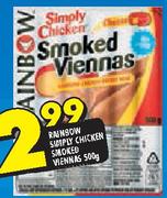 Rainbow Simply Chicken Smoked Viennas - 500g