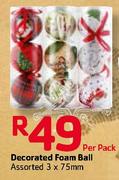 Decorated Foam Ball(3x75mm)-Per Pack
