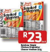 Rainbow Simply Chicken Original Or Cheese Viennas -500g Each