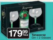 Tanqueray Gin-750ml + 2 Glasses