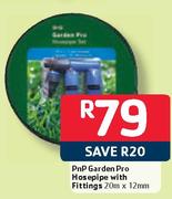 PnP Garden Pro Hosepipe With Fittings-20m x 12mm
