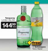 Tanqueray London Dry Gin-750ml + Free 1L Schweppes Tonic Water