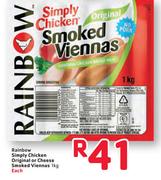 Rainbow Simply Chiken Original Or Cheese Smoked Viennas-1Kg