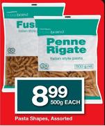 Pasta Shapes Assorted-500g Each