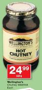 Wellington's Chutney Mild/Hot-920g Each
