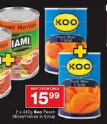 Koo Peach Slices/Halves In Syrup-2x410g