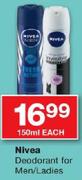 Nivea Deodorant For Men/Ladies-150Ml Each