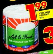 Soft & Fresh 1-Ply Toilet Roll