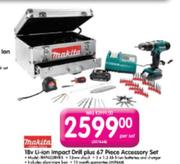 Trakita Li-Ion Impact Drill-18V+67 Piece Accesory Set
