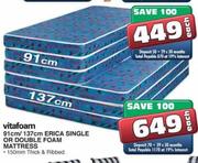 Vitafoam 137cm Erica Single Or Double Foam Mattress Each