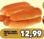 Freshly Baked Hot Dog Rolls-12's