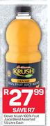 Clover Krush 100% Fruit Juice Blend Assorted-1.5Ltr Each