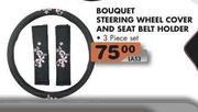 Bouquet Steering Wheel Cover & Seat Belt Holder-3 Piece