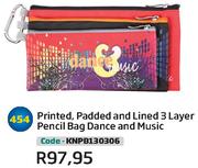Printed,Padded And Lined 3 Layer Pencil Bag Dance And Music (KNPB130306)