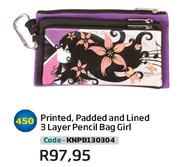 Printed,Padded And Lined 3 Layer Pencil Bag Girl (KNPB130304) 