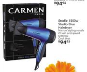 Carmen Studio 1800w Studio Blue Hairdryer