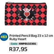 Printed Pencil Bag 23x12Cm Ruby Heart KNPB132301