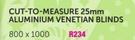 Cut To Measure 25mm Aluminium Venetian Blinds 800x1000mm