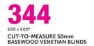 Cut-To-Measure 50mm Basswood Venetian Blinds 600x600mm