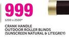 Crank Handle Outdoor Roller Blinds(Sunscreen Natural & Litegrey) 1200x2500mm