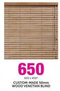 Custom-Made 50mm Wood Venetian Blind 600x600mm