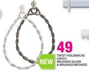 Twist Holdbacks(Onyx, Brushed Silver & Brushed Bronze)