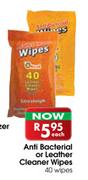 Anti Bacterial Or Leather Cleaner Wipes-40's Each
