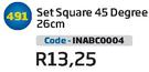Set Square 45 Degree 26cm(INABC0004)-Each