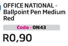 Office National Ballpoint Pen Medium Red (ON43)