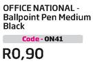 Office National Ballpoint Pen Medium Black (ON41)