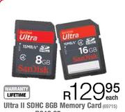 Sandisk Ultra II SDHC 8GB Memoy Card (69715) Each
