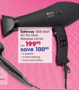  Safeway 1800 Watt AC Pro Style Hairdryer(HD759)-Each