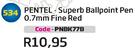Pentel-Superb Ballpoint Pen 0.7mm Fine Red(PNBK77B)-Each
