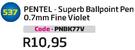 Pentel-Superb Ballpoint Pen 0.7mm Fine Violet(PNBK77V)-Each