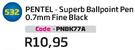 Pentel-Superb Ballpoint Pen 0.7mm Fine Black(PNBK77A)-Each