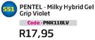 Pentel-Milky Hybrid Gel Grip Violet(PNK118LV)-Each