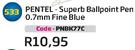 Pentel-Superb Ballpoint Pen 0.7mm Fine Blue(PNBK77C)-Each