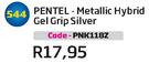 Pentel-Metallic Hybrid Gel Grip Silver(PNK118Z)-Each