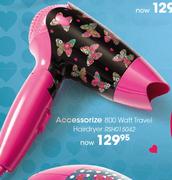 Accessorize 800 Watt Travel Hairdryer(RSHO15042)-Each